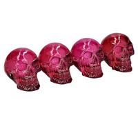Lot de 4 têtes de mort en pierre artificielle transparente Bordeaux 5 cm Résine Rouge