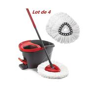 Lot de 4 têtes de rechange en microfibre pour balai à franges Vileda O-cedar Easywring - Blanc