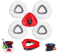 Lot de 4 têtes de Rechange pour Balai à Franges Viled EasyWring 1 Tank-pour Salle de Bain,Cuisine,carrelage,Nettoyage Mural-Blanc-1 et 1 Base