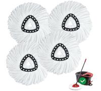 Lot de 4 têtes de rechange pour balai à franges Vileda 1 réservoir - Tête de rechange en microfibre douce et épaisse - Recharges faciles à changer