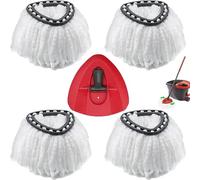 Lot de 4 Têtes de rechange pour Vileda serpillère rotative, Recharges pour serpillère en microfibre compatibles avec serpillère à rotation triangulaire, avec 1 base rotative pour le nettoyage du sol