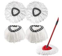 Lot de 4 têtes de recharge pour balai serpillère en microfibre, Pour balai à franges Vileda, O-cedar Easywring - 360° - Blanc
