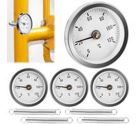 Lot de 4 thermomètres à aiguille pour systèmes de chauffage et chaudières, 0-120 °C 63 mm, thermomètre industriel