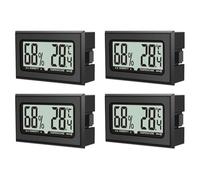 Lot de 4 thermomètres d'humidité, mini hygromètre numérique avec écran LCD, thermomètre d'intérieur pour intérieur, bureau, salon et cave à vin (piles incluses) (4)