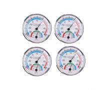 Lot de 4 thermomètres et hygromètres d'intérieur analogiques 2 en 1, avec affichage de la température et de l'humidité, à fixer au mur, for la maison ou le bureau, sans pile, 12 cm