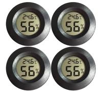 Lot de 4 thermomètres et hygromètres numériques ronds LCD pour reptiles et jauge d'humidité pour réservoir de reptiles, terrarium, serre, vivarium, surveillance la température intérieure