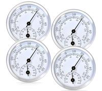 Lot de 4 thermomètres hygromètres de précision de 58 mm - Thermomètre d'intérieur, température et humidité - Convient pour la maison, l'intérieur, la chambre des personnes âgées, la chambre de bébé,