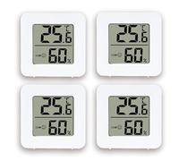 Lot de 4 Thermomètres Hygromètres d'Intérieur Blancs - Thermomètre Chambre Bébé avec Écran LCD - Capteur Précision Température et Humidité - Pour Maison, Bureau et Nursery