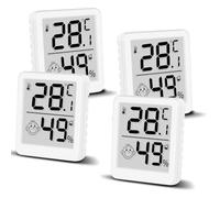 Lot de 4 thermomètres hygromètres numériques avec smiley et écran LCD pour l'intérieur - Mini humidimètre - Capteur de température de haute précision pour chambre de bébé, intérieur, bureau, salon