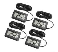 Lot de 4 thermomètres numériques pour réfrigérateur avec capteur de 2 m | Lot de 4 câbles externes de 2 m, plage de -50 °C à 70 °C, écran LCD transparent, pour réfrigérateur et congélateur