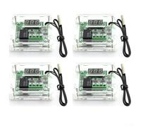 Lot de 4 thermostats numériques LED 12 V pour module contrôleur de température W1209 avec boîtier ABS pour systèmes de gestion thermique (LED bleue)