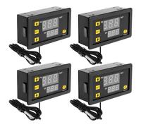 Lot de 4 thermostats numériques W3230 - 12 V LCD - Avec sonde - Affichage numérique - Alarme haute température