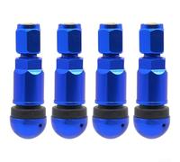 Lot de 4 tiges de valve de pneu en alliage d'aluminium, sans chambre à air, acier inoxydable, pour roues de voiture et camions (bleu)