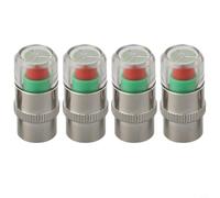 Lot de 4 tiges de valve d'essai de pression des pneus pour véhicules - Indicateur visuel indiquant les niveaux de pression normaux bas ou critiques