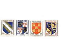 Lot de 4 Timbres de France Neufs** de Collection de 1953. N’951 à 954. Blason : Poitou, Champagne…