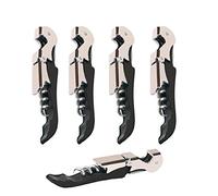 Lot de 4 tire-bouchons professionnels avec charnières robustes en acier inoxydable pour serveurs, sommeliers, barmans (noir)