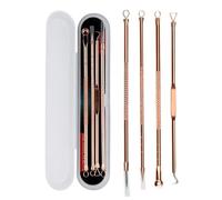 Lot de 4 tire-comédons en acier inoxydable or rose pour retirer les points noirs et les comédons
