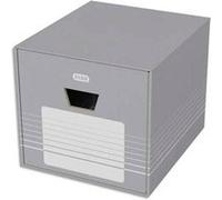 Lot de 4 tiroirs de rangement en carton superposable. Montage automatique. Coloris gris G