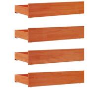 Lot de 4 Tiroirs sous Lit à Roulettes, Tiroir de Lit Rangement avec Roulettes 4 pcs cire marron bois de pin massif