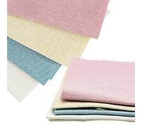 Lot de 4 tissus à broder naturels en lin pour broderie au point de croix, tissu à broder pour la fabrication de vêtements, travaux manuels,4 couleurs, 50x50 cm