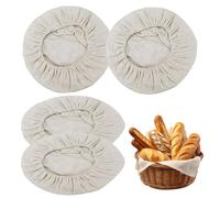 Lot de 4 Toiles de Boulangerie Ovales Tissu Fermentation Boulanger Insert en Lin pour Banneton à Pain Linen Cloth for Proofing Basket