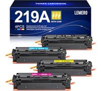 Lot de 4 toners 219A avec puce compatibles avec HP Color Laserjet Pro MFP 3302FDWG 3302SDWG 3302FDW 3302SDW 3302FDN 3202DW 3302FDNG 3202DN pour HP 219 219X W2190A Noir/cyan/magenta/jaune