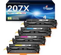 Lot de 4 toners avec puce compatibles avec HP 207X 207A pour Color Laserjet Pro MFP M283fdw M255dw M282nw M283fdn W2210X W2211X W2212X W2213X (noir, cyan, jaune, magenta)