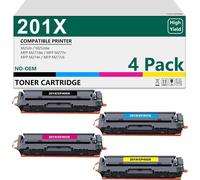 Lot de 4 toners compatibles avec HP 201X 201A CF400X CF400A pour Color Laserjet Pro MFP M277dw M277n M252dw M277 M274n M252n M252dw (noir, cyan, magenta, jaune)