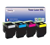 T3AZUR - Lot de 4 Toners compatibles avec Lexmark CX510de, CX510dhe, CX510dthe (Noir+Couleur)