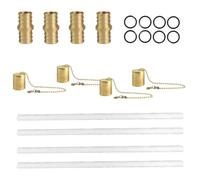 Lot de 4 torches pour bouteille de vin - Mèches Tiki avec 4 supports de mèche et 8 joints d'étanchéité - Support de mèche pour torches d'extérieur - Support de mèche en laiton pour la maison et