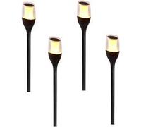 Lumisky Lot de 4 torches solaires effet flamme LED blanc chaud 4X FARELY H64,5cm