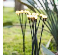 Lot de 4 torches solaires à boules lumineuses LYRA LED blanc chaud H73cm