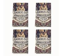 Lot de 4 torchons de cuisine en microfibre à séchage rapide, motif aigle patriotique vintage, feux d'artifice, bleu marine, 40,6 x 61 cm