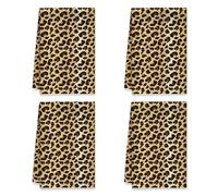 Lot de 4 torchons de cuisine en microfibre à séchage rapide, motif léopard à pois contemporains, marron et marron, 40,6 x 61 cm