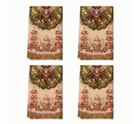 Lot de 4 torchons de cuisine Motif théière Thème forêt 40,6 x 61 cm