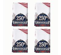 Lot de 4 torchons de cuisine réutilisables pour anniversaire de mariage, feux d'artifice, étoiles et anniversaire de mariage, rouge 40,6 x 61 cm