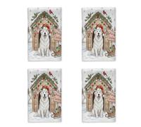 Lot de 4 torchons de cuisine rustiques à séchage rapide Motif traîneau des Pyrénées - Cadeau de pendaison de crémaillère pour la maison, la cuisine, la salle de bain