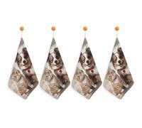 Lot de 4 torchons de cuisine super absorbants pour la cuisine - Petits torchons doux avec boucle de suspension - Torchons en microfibre à séchage rapide