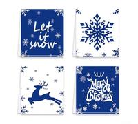 Lot de 4 torchons de Noël résistants aux taches, 59 x 40 cm, serviettes en coton avec Père Noël, renne, flocon de neige, pour laver la vaisselle et nettoyer les comptoirs (XWJ259-262)