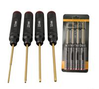 Lot de 4 tournevis hexagonaux de 1,5 mm, 2,0 mm, 2,5 mm, 3 mm, kit de tournevis hexagonaux en acier pour montage et réparation de modèles RC, noir et doré