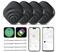 Lot de 4 Traceur Tag Android & iOS, Compatible avec Apple Find My et Google Find Hub, Tracker GPS Android & iOS avec Batterie remplaçable, Traceur GPS Android pour Portefeuilles/Valises/Clés/Bagages