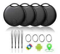 Lot de 4 trackers Android Air Tag - Compatible avec l'application Google Find Hub (Android uniquement) - Traceur Bluetooth pour clés, portefeuille, vélo et valise - Batterie remplaçable