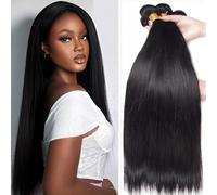 Lot de 4 trames de cheveux humains brésiliens vierges de qualité 12A 50,8 cm, 55,9 cm, 61 cm, 66 cm, 100 % non traités, cheveux humains vierges Remy, couleur naturelle