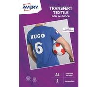Avery Transferts textiles personnalisables A4 – Jet d'encre noirs/foncés – 4 feuilles