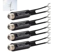 Lot de 4 transformateurs assortis plaqués nickel 75 Ohm à 300 Ohm UHF/VHF/FM Adaptateur convertisseur d'antenne avec prise F femelle pour câble radio antenne TV