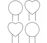 Lot de 4 treillis de jardin en fer noir pour plantes grimpantes, cadre en métal antirouille pour plantes grimpantes, tiges de vigne, rond et en forme de cœur