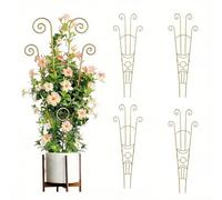 Lot De 4 Treillis De Jardin pour Plantes Grimpantes D'intérieur Et D'extérieur, Support Métallique pour Lierre Pothos Monstera Hoya Et Autres en Pot(Gold)