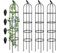 Lot de 4 Treillis d'obélisque de Jardin de 1,8 m pour Plantes grimpantes d'extérieur - Treillis à Roses antirouille pour Pots de Fleurs - Treillis en métal pour extérieur et intérieur