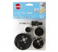 Lot de 4 Trépans Bi-Métal Diam22/35/44/67 + 1 Mandrin + 1 Foret + 1 Adaptateur
