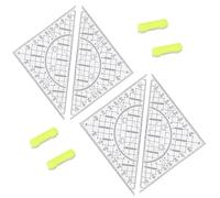 Lot de 4 triangles géo flexibles avec poignée, triangle de dessin en plastique transparent de 22 cm, jauge d'angle et règle pour l'école et le bureau, idéal pour le dessin technique, les mathématiques